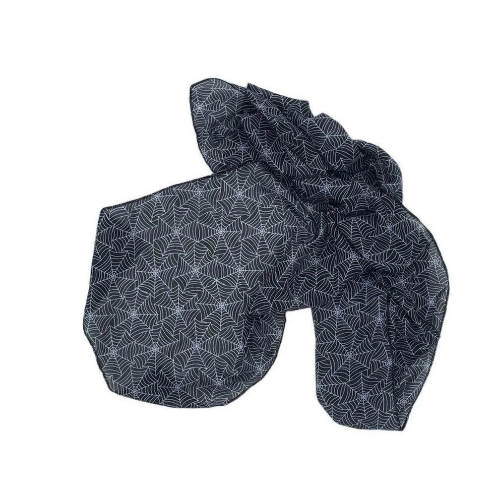 Black Spiderweb Scarf Semi Sheer Oblong